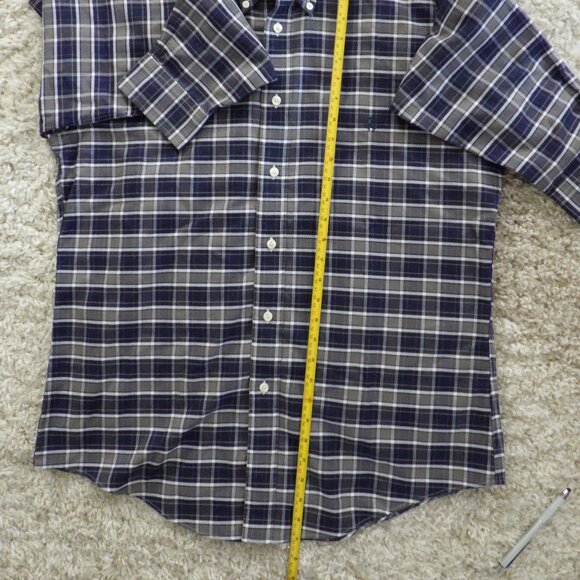 Brooks Brothers Mens Dress Shirt Regent 1818 Size L Blue Grey Plaid Long Sleeve - Picture 10 of 10